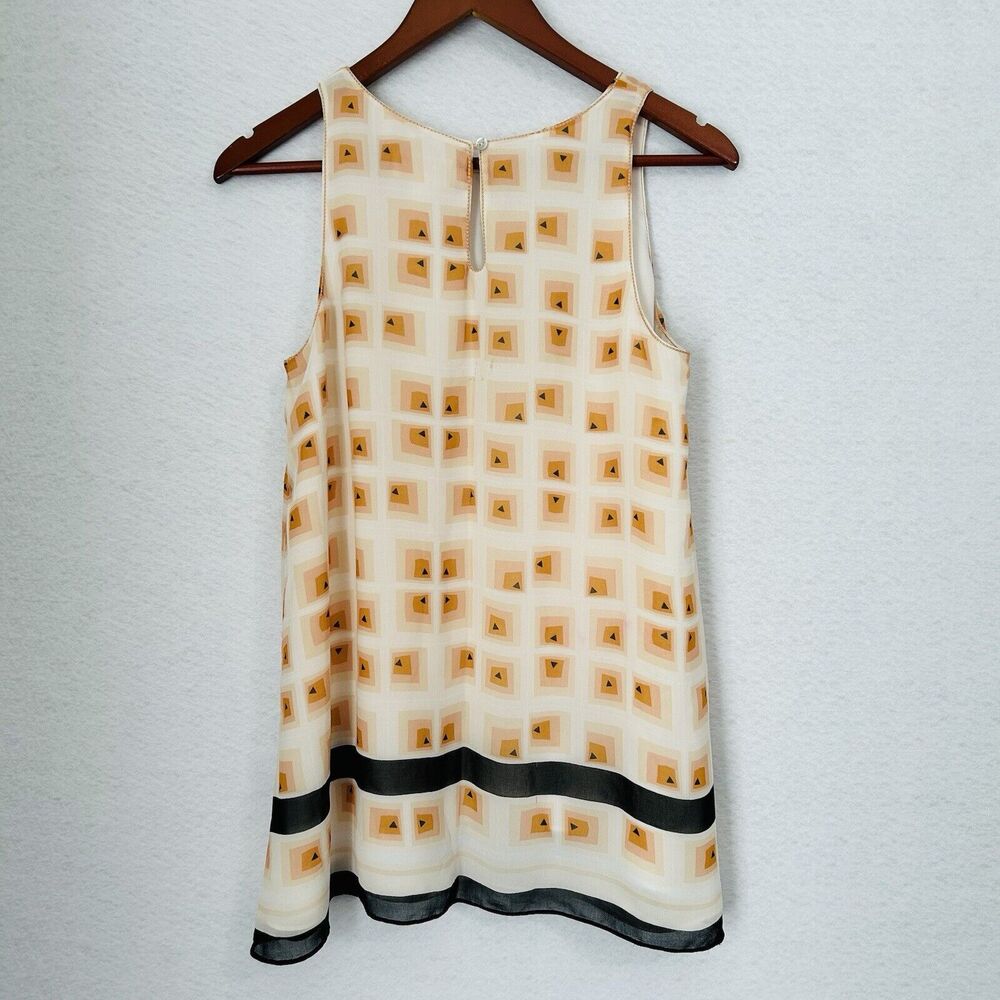 Max Studio Specialty Product Top Women S Black Beige Peach Geometric Vacay Retro - Picture 13 of 13